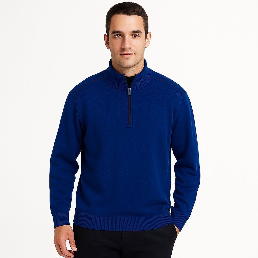 Tommy Bahama Pullover Men Blue Gray Reversible 1/4 Zip Long Sleeve Layer